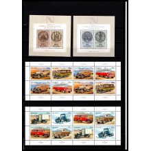 Island. Miniark, Postvogne og skibe trykt sammenhængende og "De fire skytsånder" i fireblok. Postfrisk.